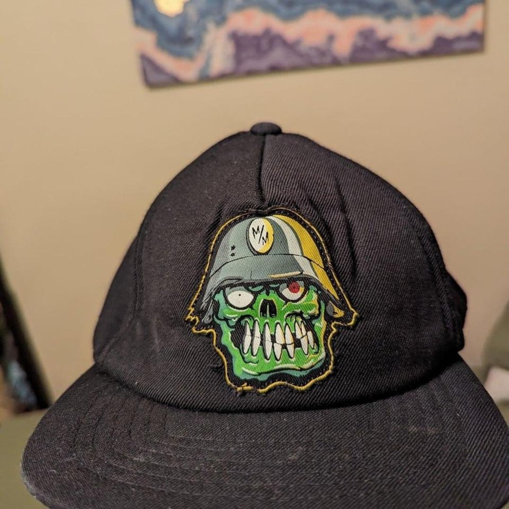 Metal Mulisha Hat Youth Size‎ Monster with Helmet. Print Under Bill Too